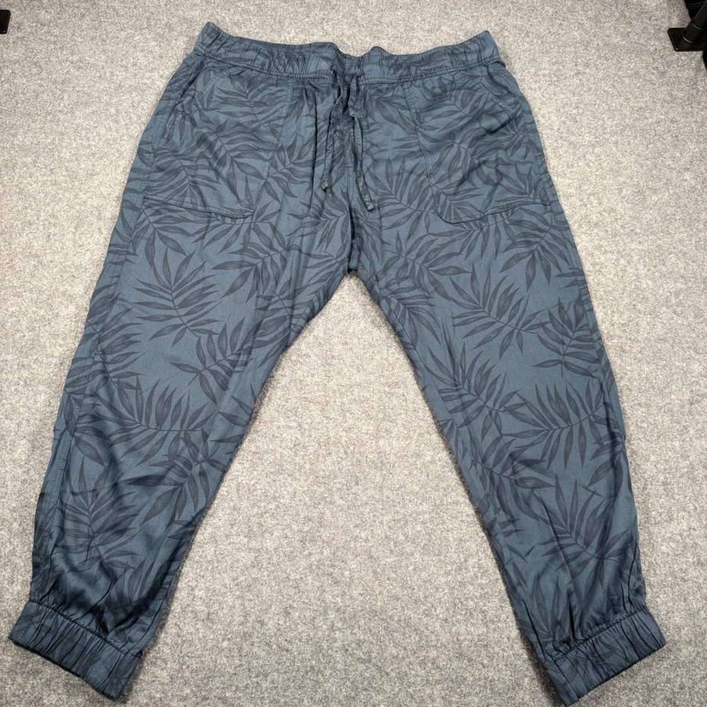 Orvis Classic Collection XL Navy Tropical Palm Lyocell Joggers Drawstring Pants